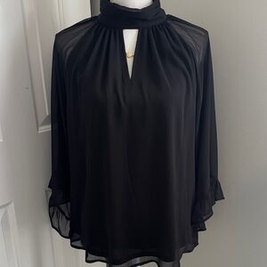 Anne Klein Black Sheer Blouse